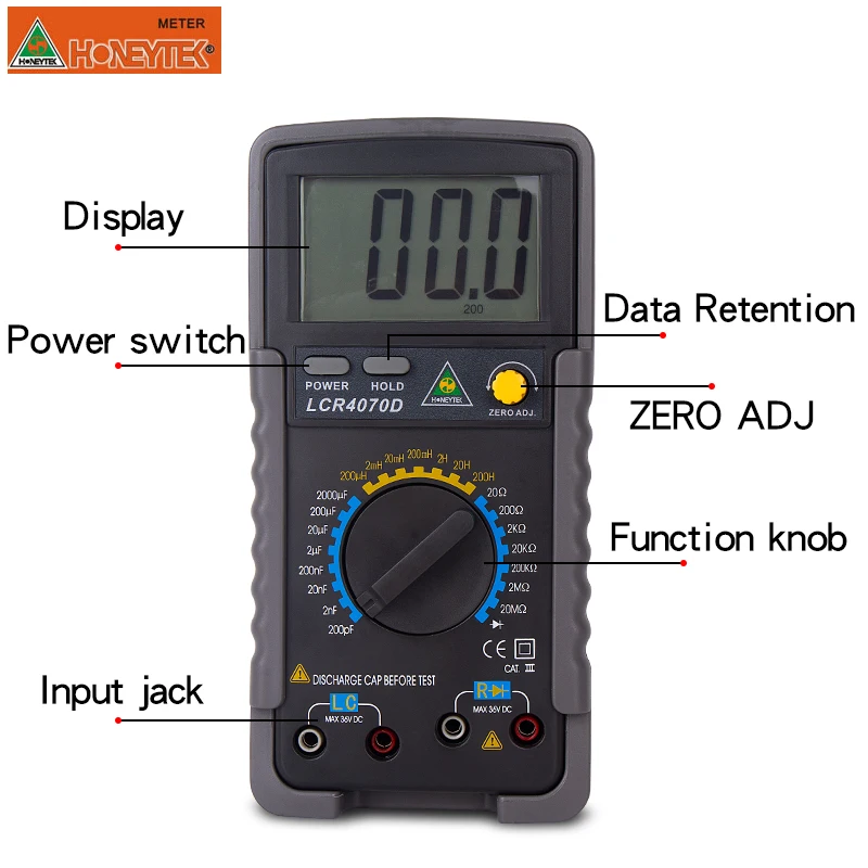 KUAIQU Profesionalių Skaitmeninių Capacimeter Multimetras ESR LCR Metrų Kondensatorių Talpą, Testeris Indukcinių Skaitiklių LCD Apšvietimas