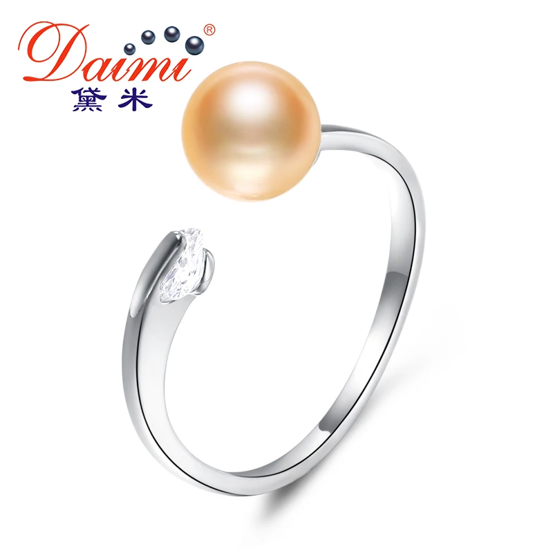 DMRFP075 7-8MM Rausvos spalvos Gėlavandenių Perlų Žiedas Natūralių Perlų Žiedas