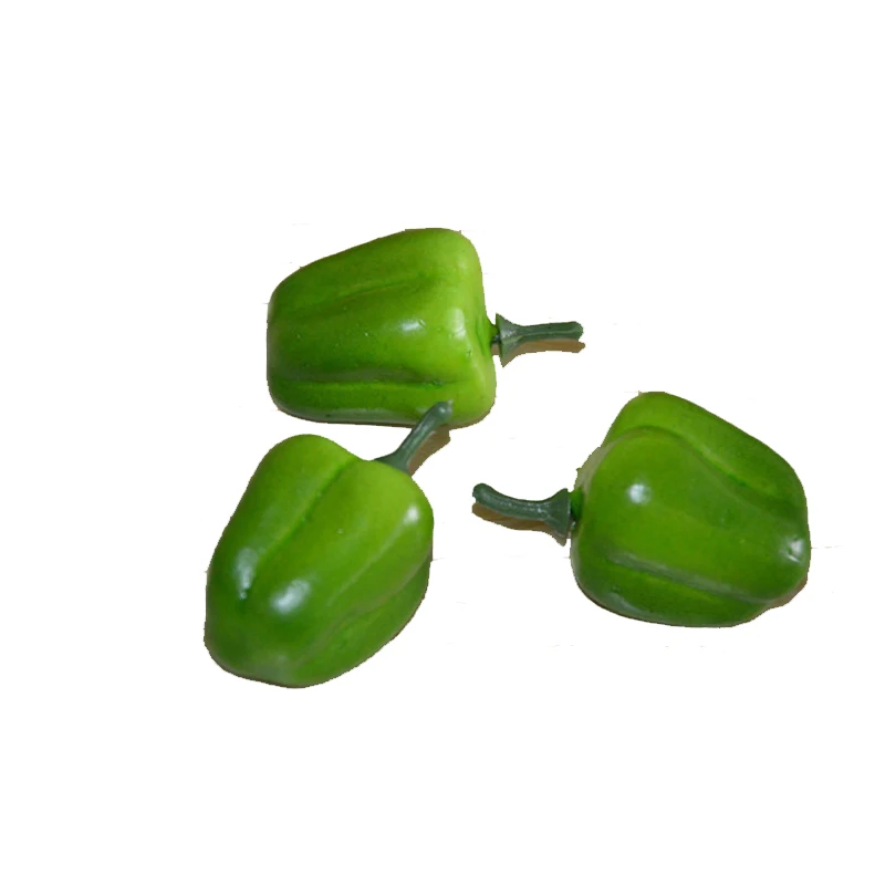 30pc dirbtinių spalvų paprikos dirbtiniais vaisių netikrą Bell Pipirai, namų virtuvė dirbtinių gėlių žalia