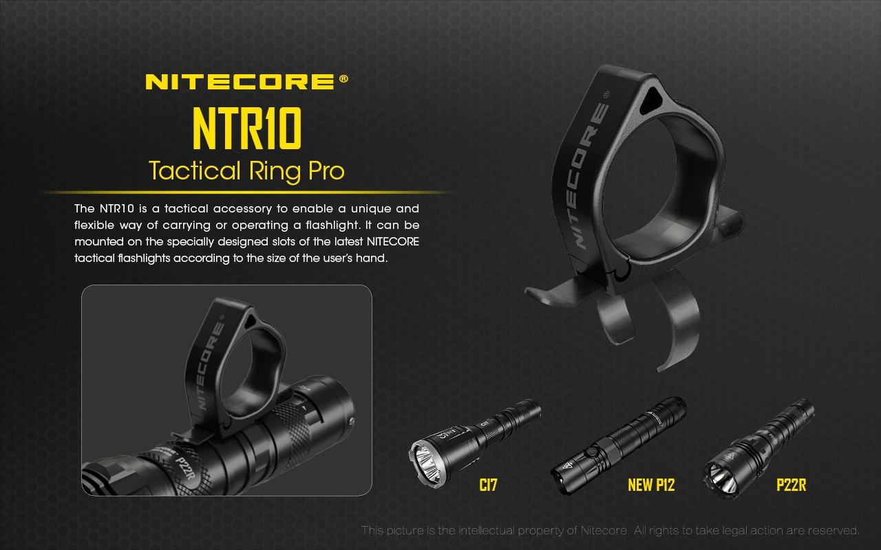 NITECORE NTR10 LED Žibintuvėlis Specialių Taktinių Žiedas Reikmenys CI7 NAUJAS P12 P22R Lauko Nešiojama Įranga