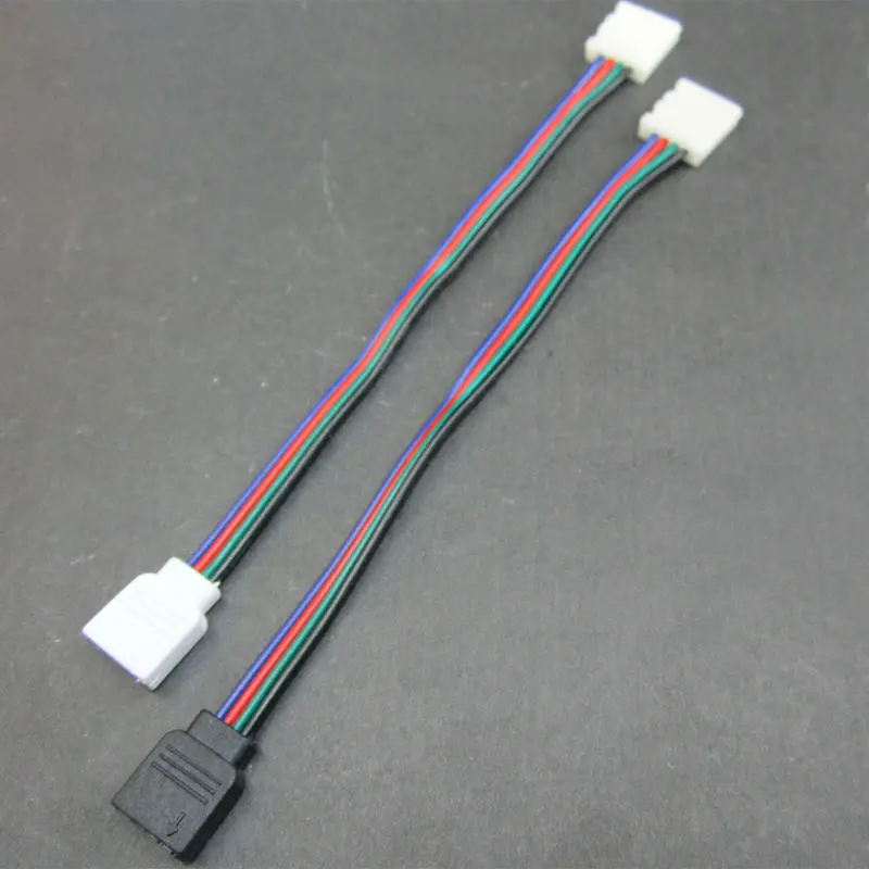 20pcs/daug 10mm 4 Pin LED Juosta RGB Jungtis, Solderless PCB lenta su moterų jungtis 5050 LED Juostelė, Balta/Juoda Spalva