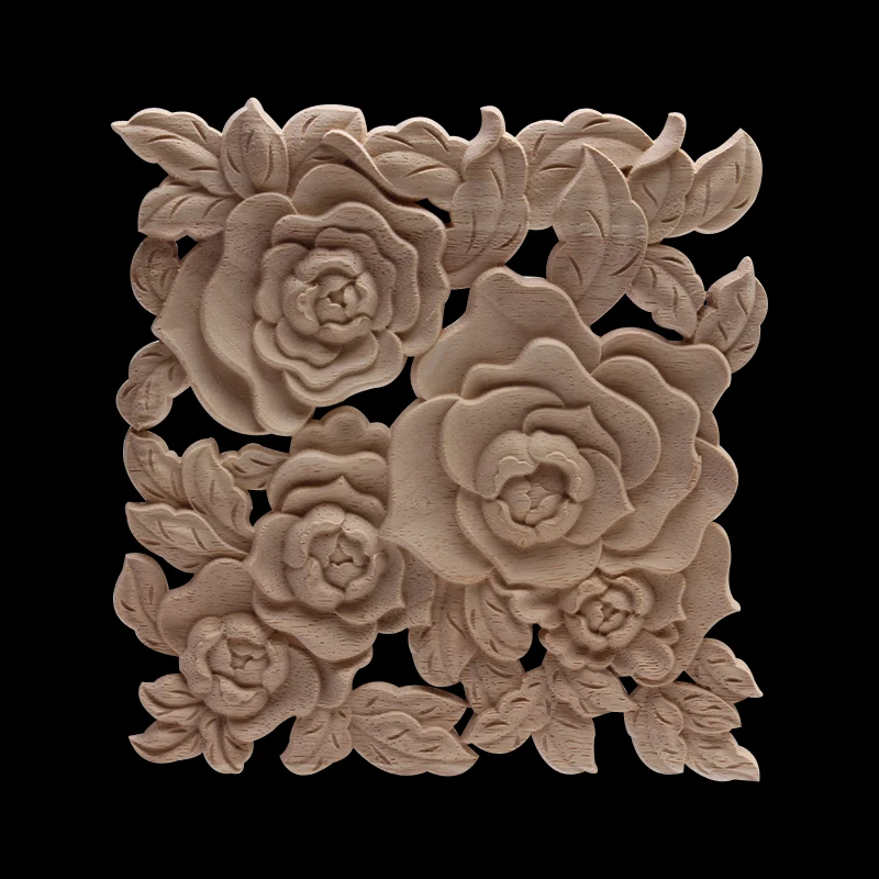 Dekoratyviniai Šiuolaikinės Unpainted Raižyti Gėlių Lapai Ovalo Formos Gėlių Gumos Medienos Kampe Kabineto Langą Medienos Decal Kaulo, Medžio Aplikacijos