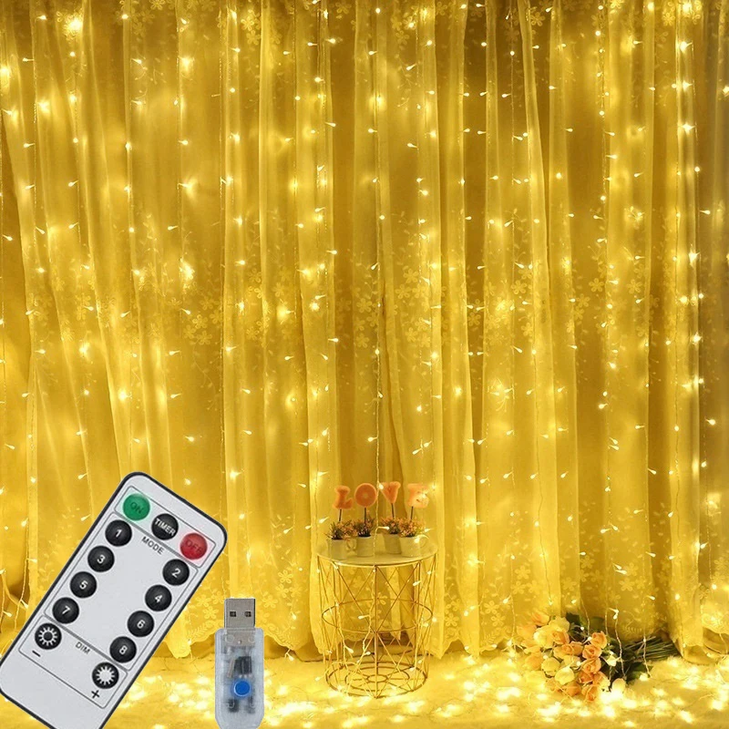3m LED Pasakų Žibintai Girliandą Užuolaidų Lempos Nuotolinio Valdymo pultas USB String Žibintai, naujieji Metai, Kalėdiniai Papuošalai Kambario, Miegamojo Lango