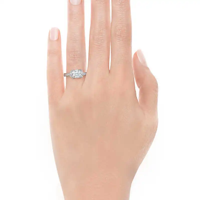 Jellystory prabanga žavesio žiedai moterų S925 sterlingas sidabro 1.0 ct sukurta moissanites brangakmenių papuošalai, vestuvių, sužadėtuvių