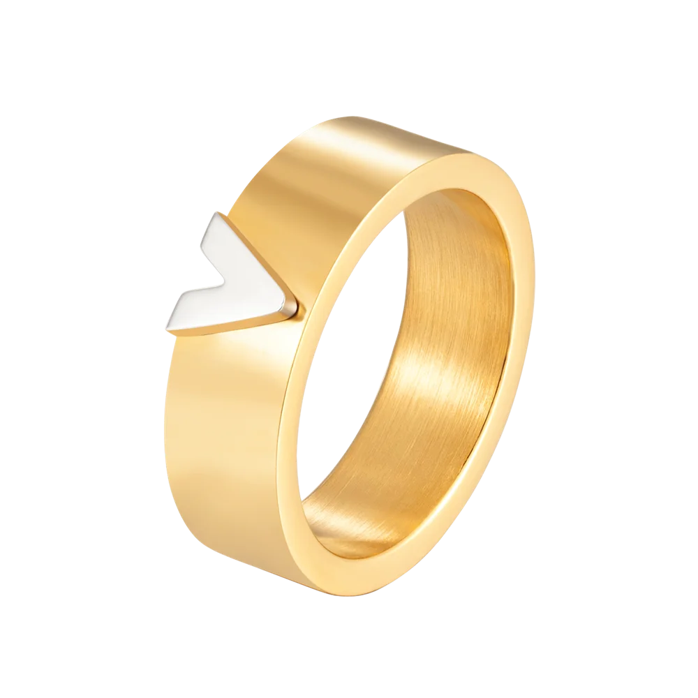 Prabangus Nerūdijančio Plieno Žiedas iš Titano Vestuvių ir Vestuvių Žiedai V formos Prekės ženklą Papuošalai, Žiedai, Vestuves, Moterims, Vyrams