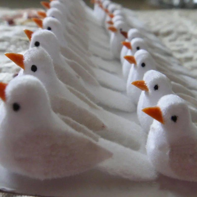 24pcs Baltas Paukštis Dirbtinės Gyvūnų Vestuvių Dekoro Namų Kalėdinė Dekoracija 