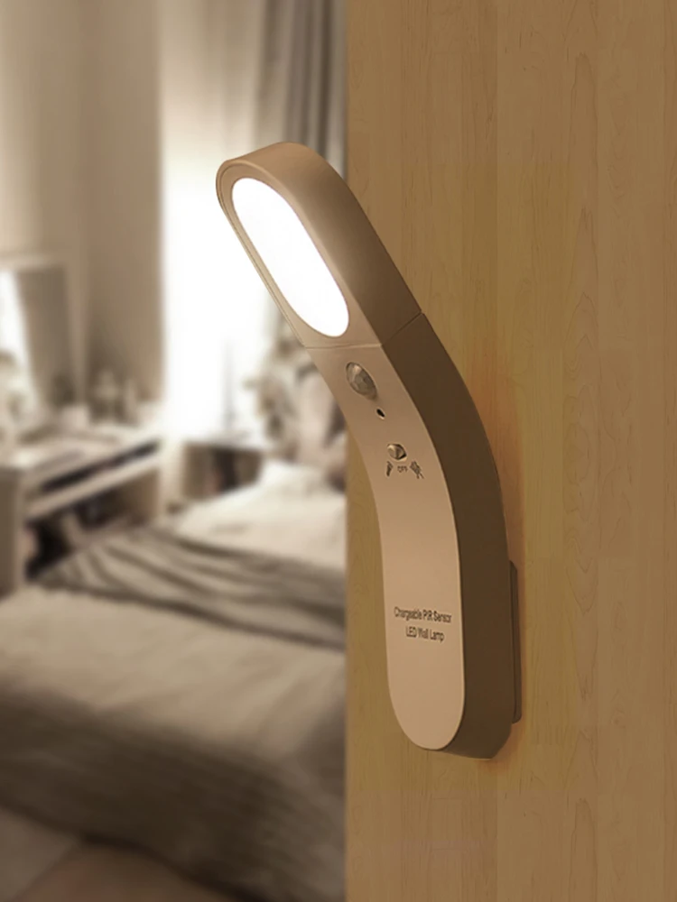 MOONSHADOW Naktį Šviesos diodų (LED) Miegamojo Lovos Sienos Lempos Pasukti Eilėje Lengvas Nemokamai Skylių USB Bevielio Įkrovimo Naktį Lempa