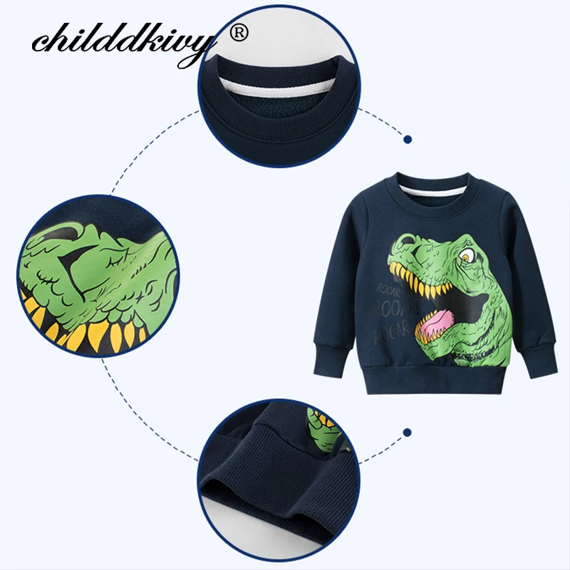 Berniukai Dinozaurą T-marškinėliai ilgomis Rankovėmis Hoodies medvilnės berniukas drabužius 2020 Naujų Rudenį, Vaikams, Cartoon Marškinėliai Berniukams, 2-8 metų