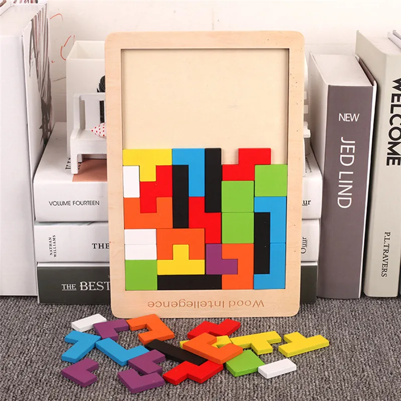 Nauji Karšto Pardavimo Mediniai Tetris Dėlionės, Žaislų, Vaikai, Psichikos Vystymosi Švietimo Žaislai Vaikams Geriausia Kalėdų Dovanos
