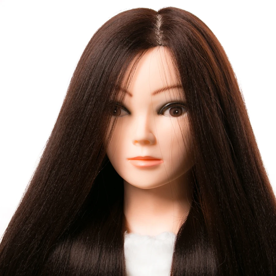 Sintetinių Manekeno Galvos Lėlės Kirpyklos 65 cm, Juoda ilgų plaukų Šukuosena Moterų Šukuosenų Modeliavimo Mokymo Vadovas