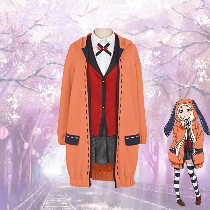 Anime Kakegurui Cosplay Pav Yomotsuki runa Cosplay Kostiumų JK Mokyklos Mergaičių Uniforma Hoodie Helovinas Dress Perukai Moterims