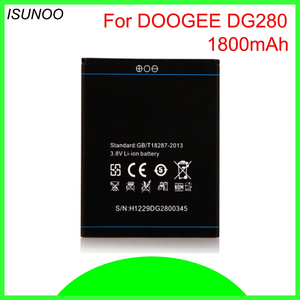 ISUNOO Baterija DG280 Išmanųjį telefoną 1800mAh Li-ion atsarginę bateriją DOOGEE LEO DG280 Baterija 1800mAh Pakeitimo