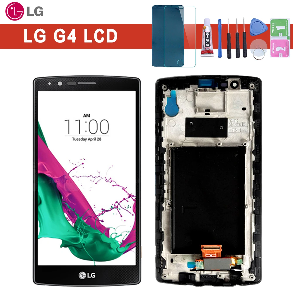 Originalus 5.5 colių Juoda 2 560 x 1 440 LG G4 H815 LCD Ekranas su Jutikliniu Ekranu, skaitmeninis keitiklis Asamblėjos LG G4 H815 LCD Išbandyti Garantija