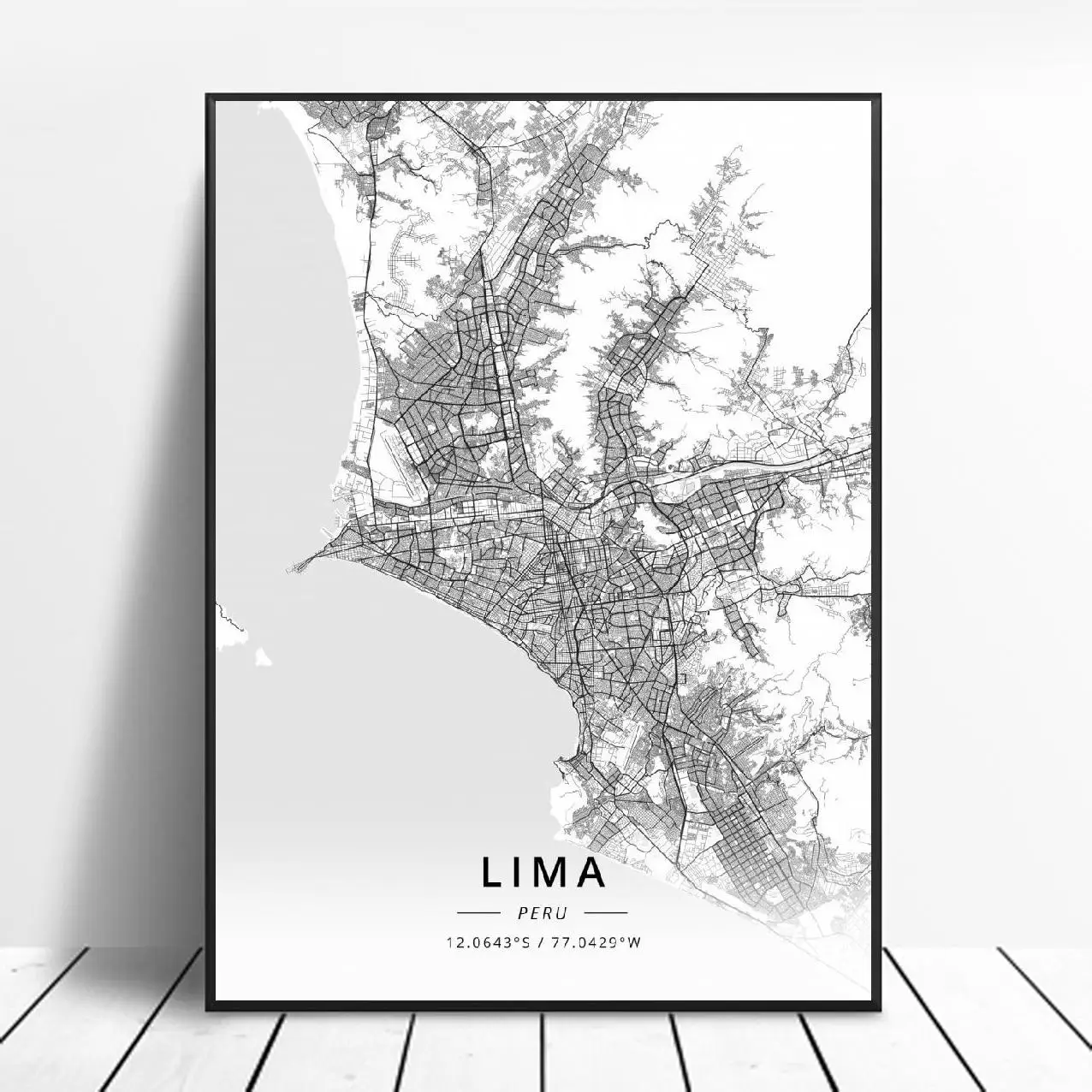 Lima Cusco Trujillo Arequipa, Peru, Drobė Meno Žemėlapį Plakatas
