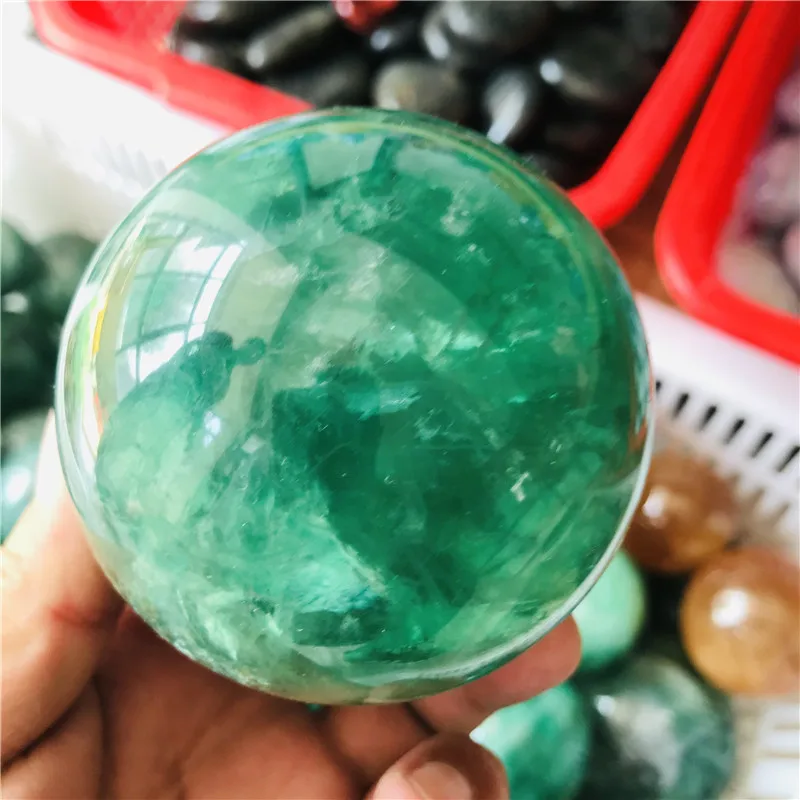 6cm Natūrali žalioji fluorito kristalas kamuolys šeimos dekoratyvinis kamuolys Helovinas Kalėdų dovana