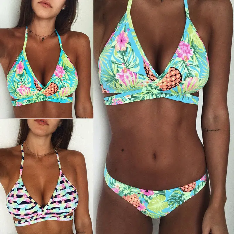 Vasarą naujų Seksualių Moterų tvarstis mažas juosmens gėlių spausdinti Bikini Komplektas, Push-Up nėrinių maudymosi kostiumėlį Paplūdimio maudymosi Kostiumėliai, Maudymosi Kostiumą