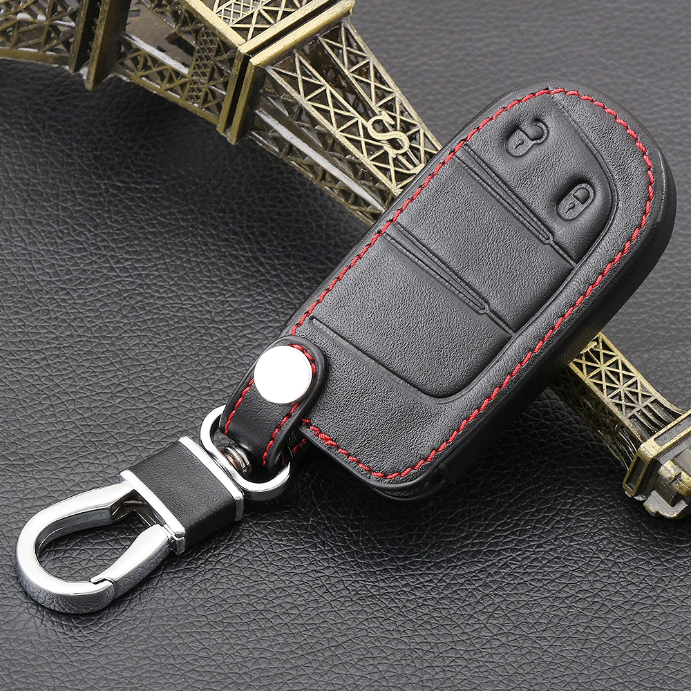 Automobilių keychain Odos automobilio raktas padengti Dodge Kelionės JCUV Už JEEP Grand Cherokee Wrangler Vadas Kompasas,2 Mygtukai smart raktas