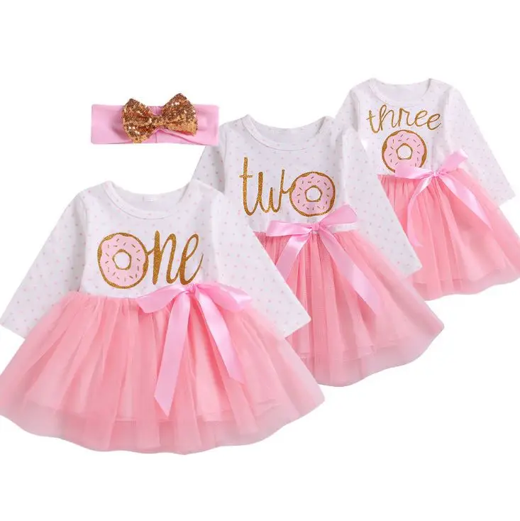 Bamblys Baby Girl Dress Rožinė Princesė Partija 2 1 Pirmo Gimtadienio Suknelė 1 Metų mergytę Drabužiai Naujagimiams Komplektus Drabužių