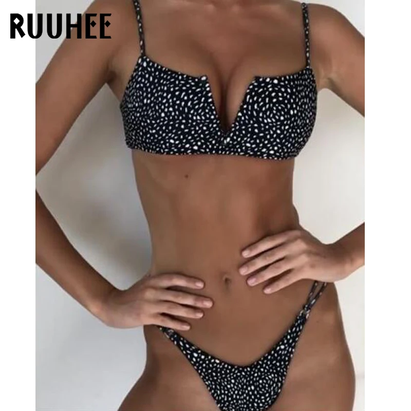 RUUHEE Brazilijos Bikini maudymosi Kostiumėliai Moterims, maudymosi kostiumėlį, Leopardas Bikini Komplektas Push Up Maudymosi Kostiumas, Paplūdimio Moterų Plaukimo Kostiumas Su Pad