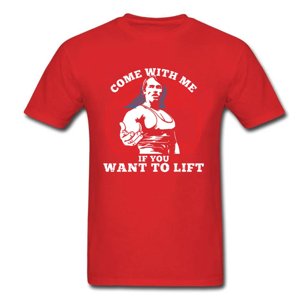 Retro Simbolį T-shirt Vyrams Medvilnės Mens Marškinėlius Arnoldas Schwarzeneggeris Viršūnes Ateiti Su Manimi, Jei Norite Liftas Tees Fitneso