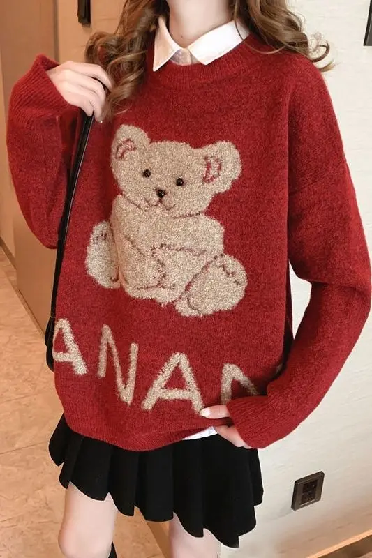 Kalėdinis Megztinis Meškiukas Džemperis Moterims Japonijos Mados Moterų 2020 