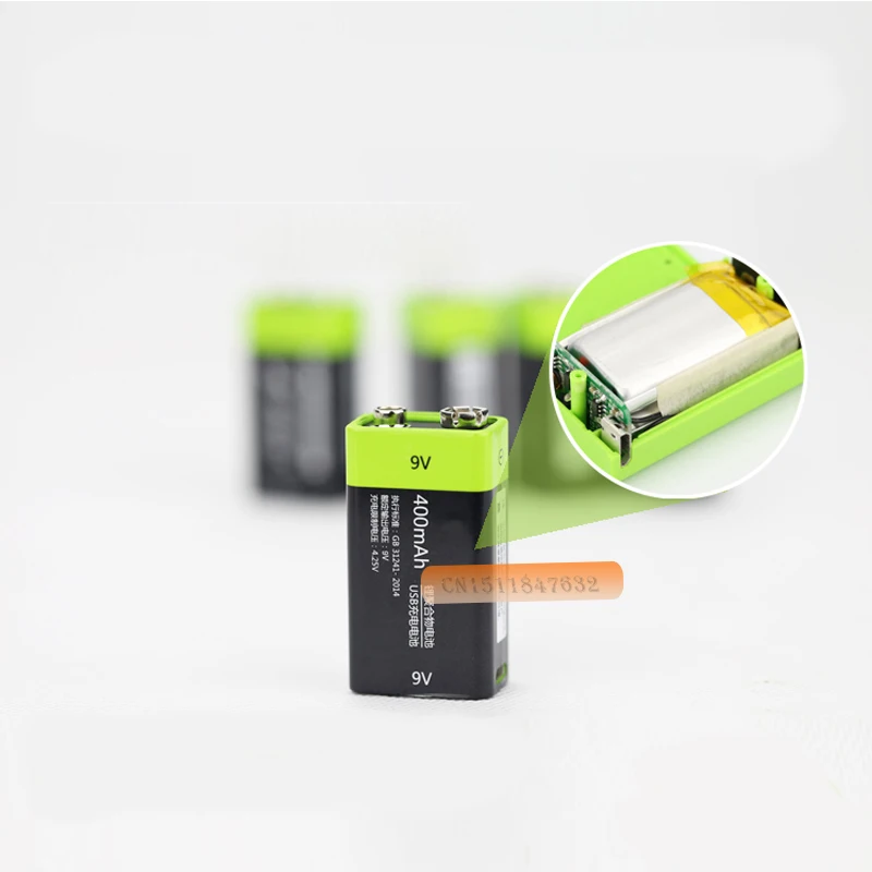 2vnt ZNTER S19 9V 400mAh USB Įkrovimo 9V Lipo Baterija+1USB Kabelis