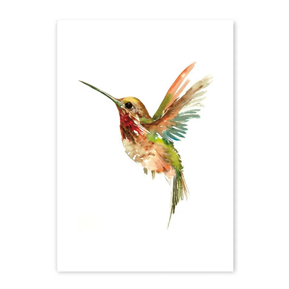 Abstrakti Minimalistinio Akvarelė Paukščių Drobės Sienų Tapybos Gražus Spalvingas Paukštis Spausdinti Plakato Kambarį Nuotrauką Namų Dekoro