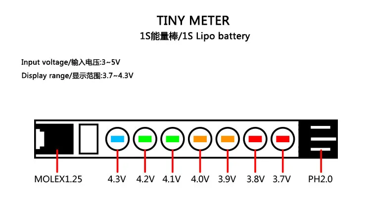 LDARC Maža Metrų 1S Baterijos Įtampos Detektorius 3.7-4.3 V Rc FPV Lenktynių Freestyle Mobula6 Mobula7 Naujokas-aš Krepšys Tinywhoops