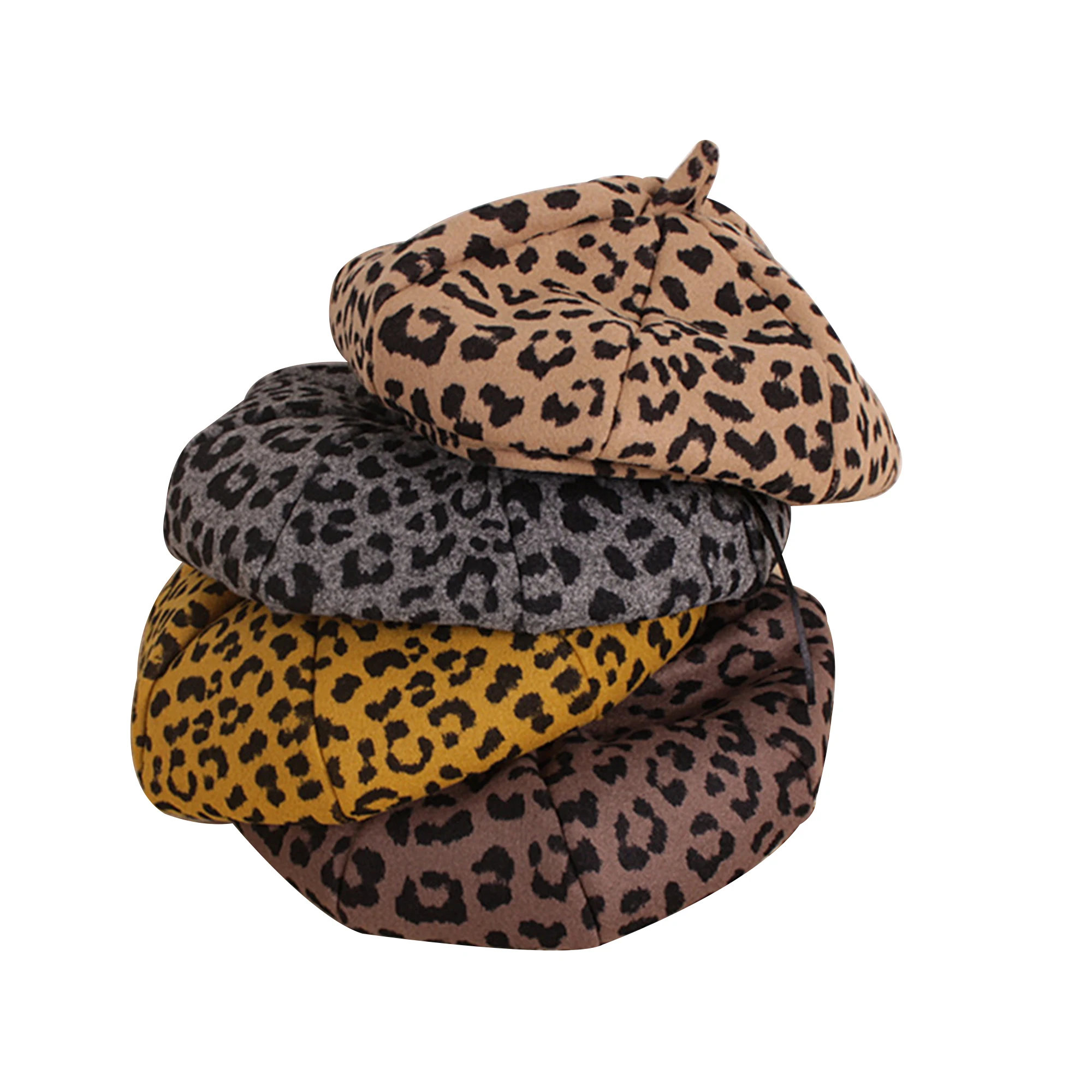 2-6T Vaikai Beretė Madinga Leopardas Spausdinti Vilnonių Skrybėlę Žieminės Kepurės Mergaitėms, Balta/Chaki/Ruda/Mėlyna/Geltona