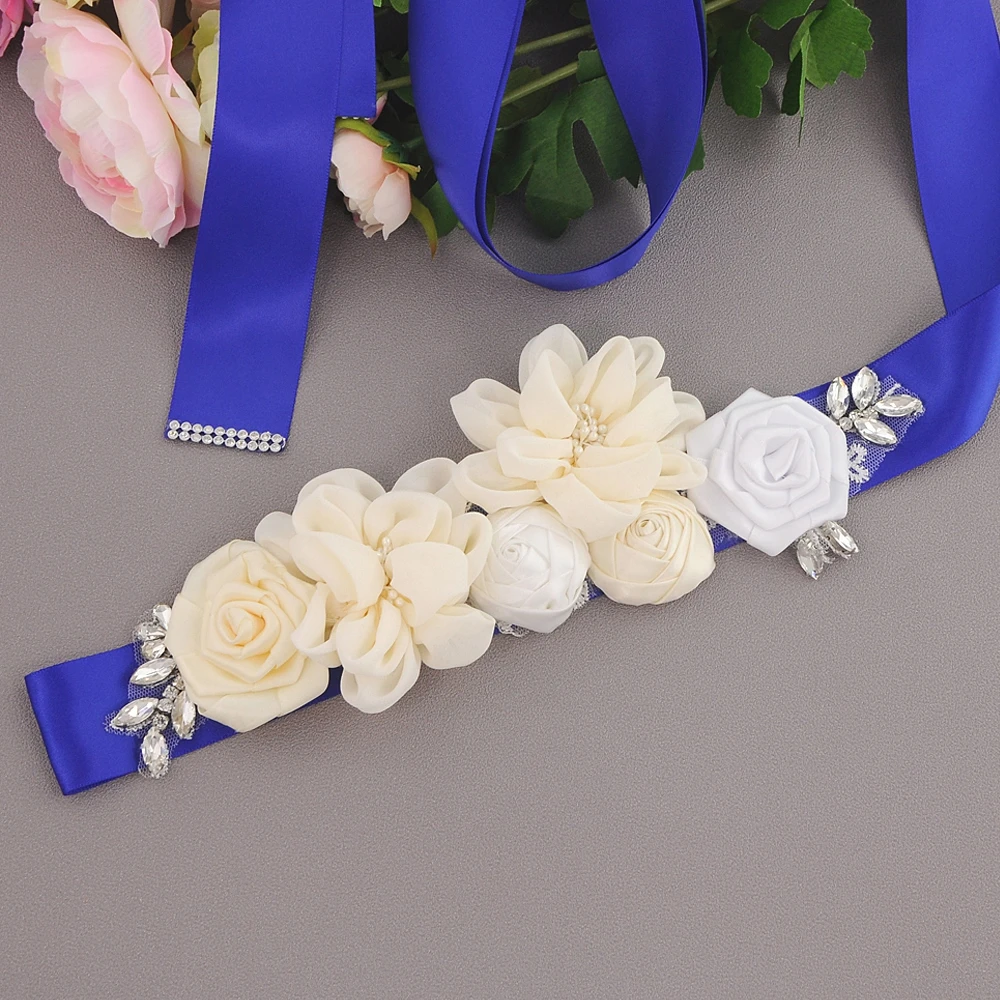 Vestuvių Priedai Cinturon De Novia Zawalcowany 3D Gėlių Diržai Vestuvių Suknelės Baltos, Dramblio kaulo Vestuvės Diržai Varčios Nuotakos Diržas