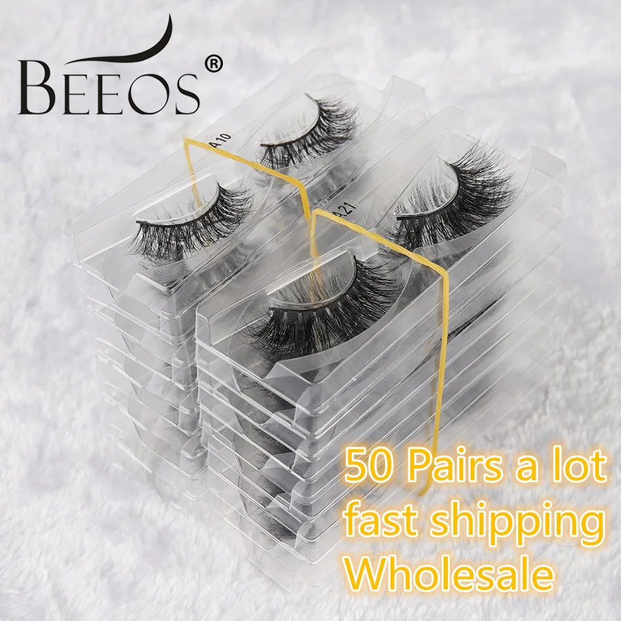 Beeos 50 Porų Stiliaus 3D Mink Blakstienas, Nr. Blakstienų Dėžutės Didmeninė Visą Juostelės Natūralių Netikrų Blakstienų Makiažas, Blakstienų Pratęsimo