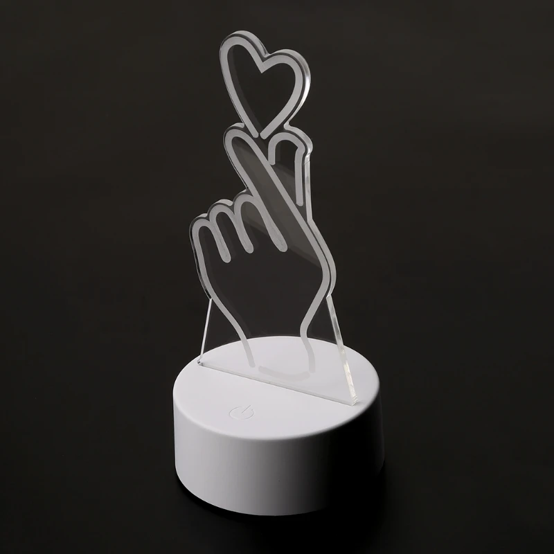 USB Naujovė 7 Spalvų Keitimas Piršto Širdies LED Nakties Šviesos 3D Stalas Stalo Lempa Namų Dekoro