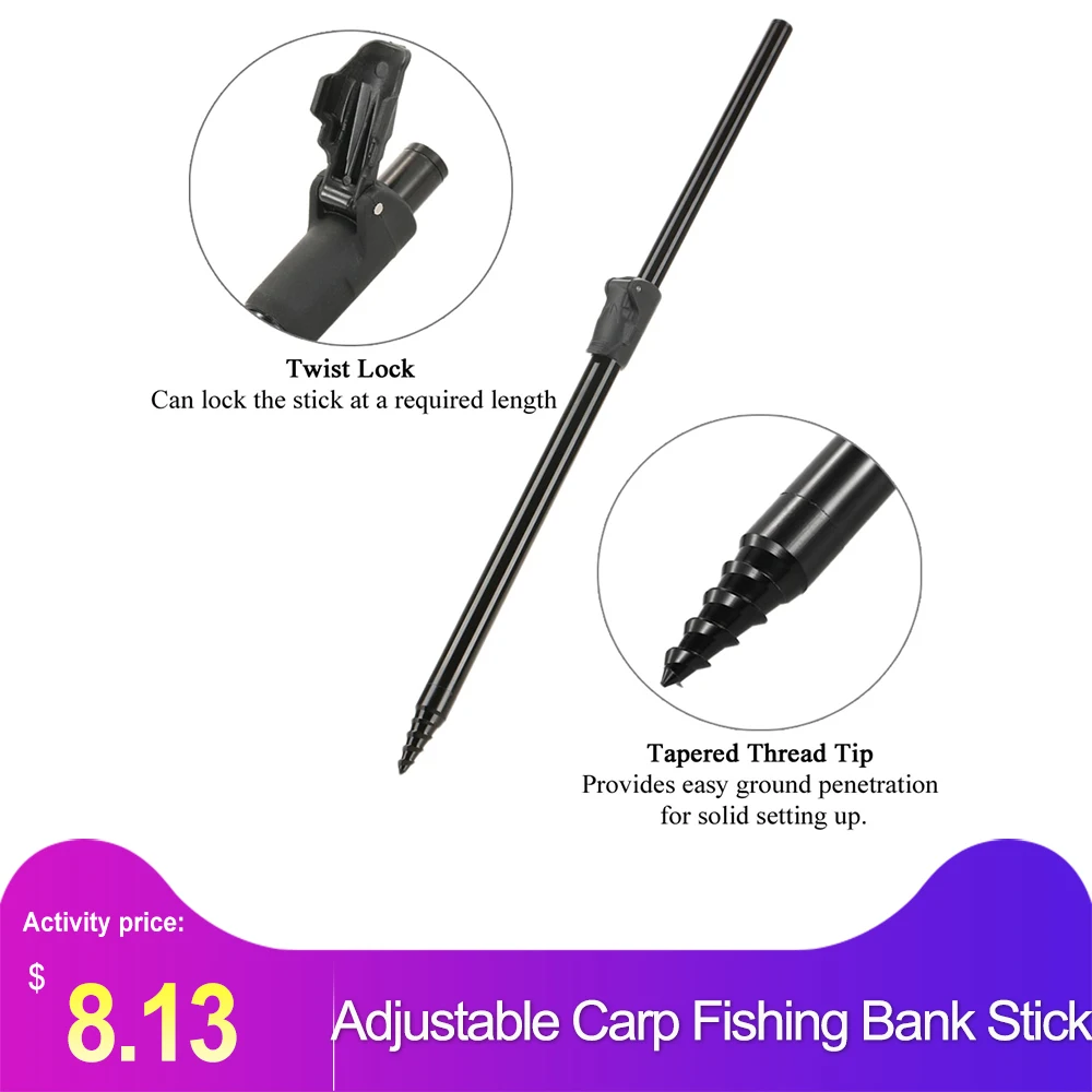 Reguliuojamas Karpių Žvejybos Banko Stick Išplėtimo Aliuminio Lydinio Žvejybos Bankstick Žuvų Rod Pod Poilsio Juoda Įkandimo Signalizacijos