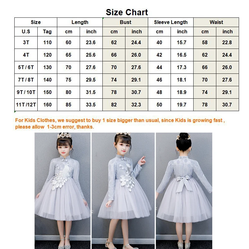Vaikai Povas Siuvinėjimo Cheongsam Suknelės Kinų Naujųjų Metų Kalėdų Šventė Kostiumai Elegantiškas Tiulio Suknelė 3-12T Princesė Suknelė