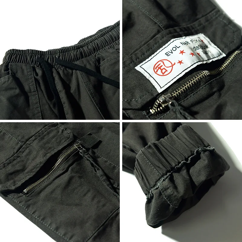 FGKKS Vyrų Multi-Pocket Krovinių Kelnės, vyriški Plauti vientisos Spalvos Karinio Stiliaus Kelnės Vyriškos Mados Atsitiktinis Kelnės