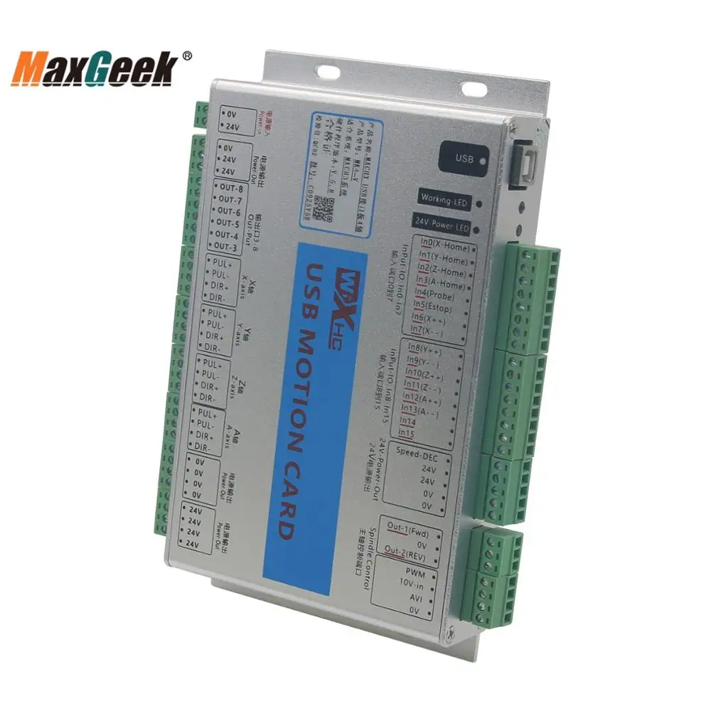 Maxgeek Atnaujinti CNC Mach3 USB Maxgeek 3/4/6 Ašies Judesio Kontrolės Kortelės Breakout Valdybos 2MHz Vairuotojas Valdybos CNC Graviravimo Mašina