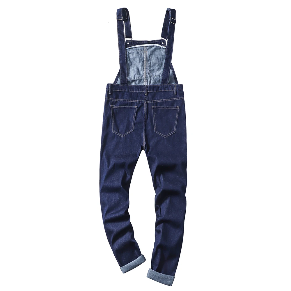 Sokotoo vyriški tamsiai mėlyna džinsinio audinio kombinezonai su antkrūtiniais Slim fit džinsai Petnešos jumpsuits