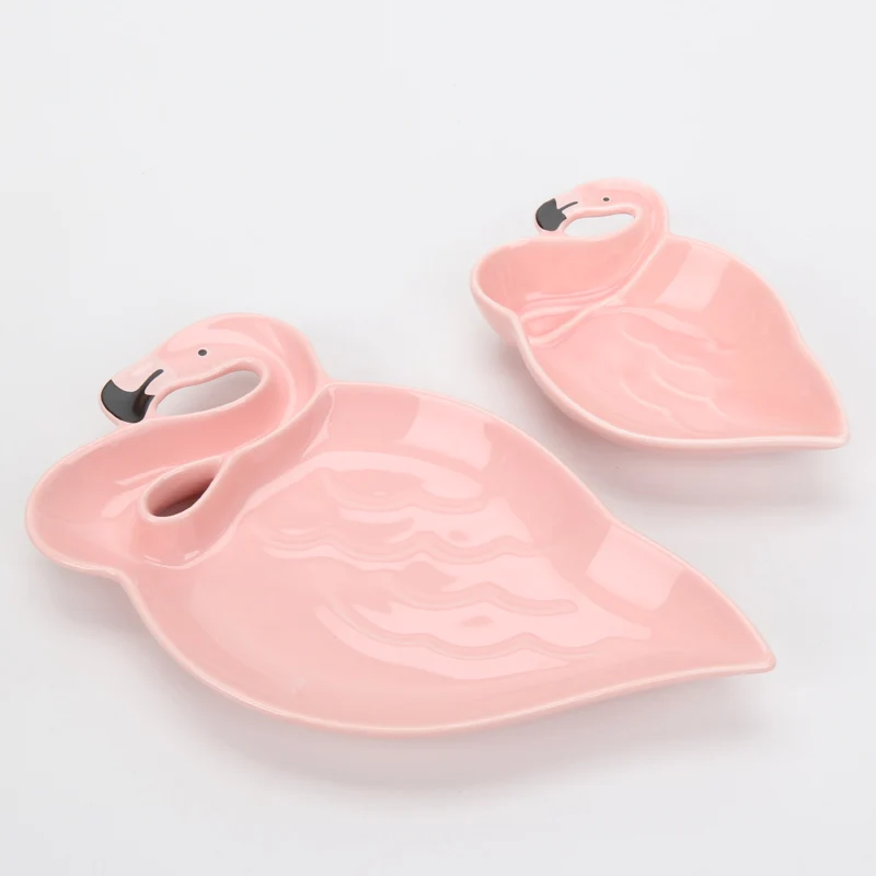 3D Flamingo Plokštė Rožinė Paukščių Kūrybinės Keramikos Patiekalai, Užkandžiai, Džiovinti Vaisiai, Desertas Plokštės Plokštė 