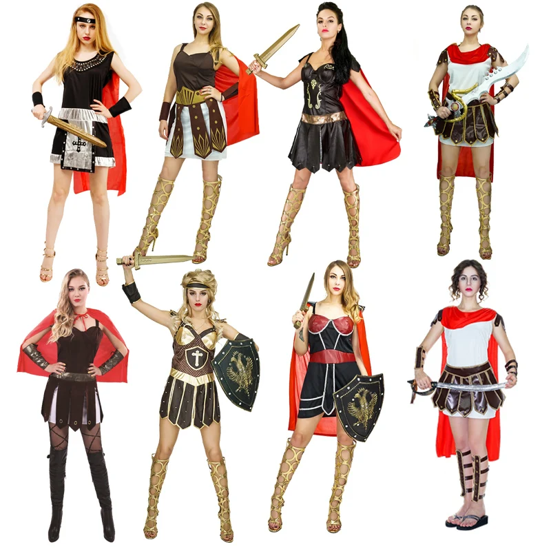 QLQ Moterų Senovės Romos Graikija graikų Karys, Cosplay Kostiumai Suaugusiųjų Helovinas Fancy Dress Lady ' s Gladiator Kariai Suknelė