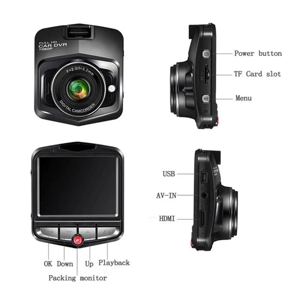 Full 1080p 2,4 colių Aukštos Rezoliucijos LCD Automobilinis Auto DVR Brūkšnys Cam Kamera, G-Sensorius infraraudonųjų SPINDULIŲ Naktinio Matymo 170 Laipsnių Plataus Kampo Objektyvas