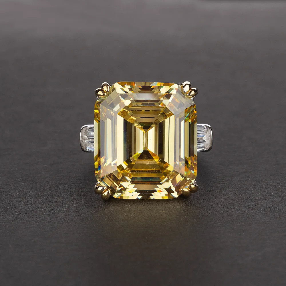 Sterlingas Sidabro S925 Royal Square Ring Importuojami Aukštos Anglies Diamond Prabanga Didelio Perlas Žiedas, skirtas Moterims, Vyrams, Vestuviniai Papuošalai