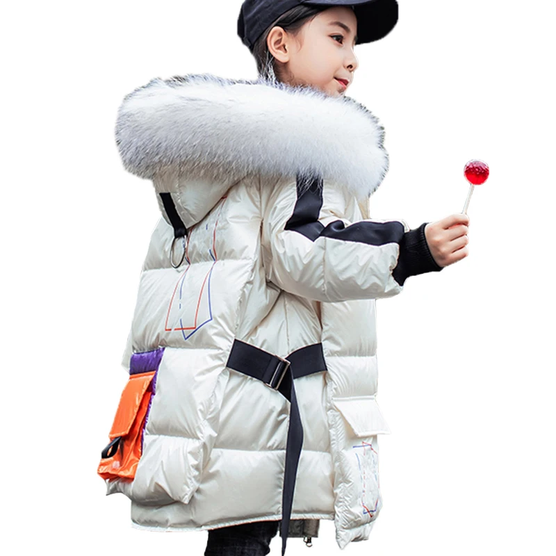 -30 Šiltas rusijos žiemos striukė mergaitei Žemyn 2020 Vaikai Mados Paauglys Viršutiniai drabužiai mergina Snowsuit parko Vaikų Žiemos Paltai 5-12Y