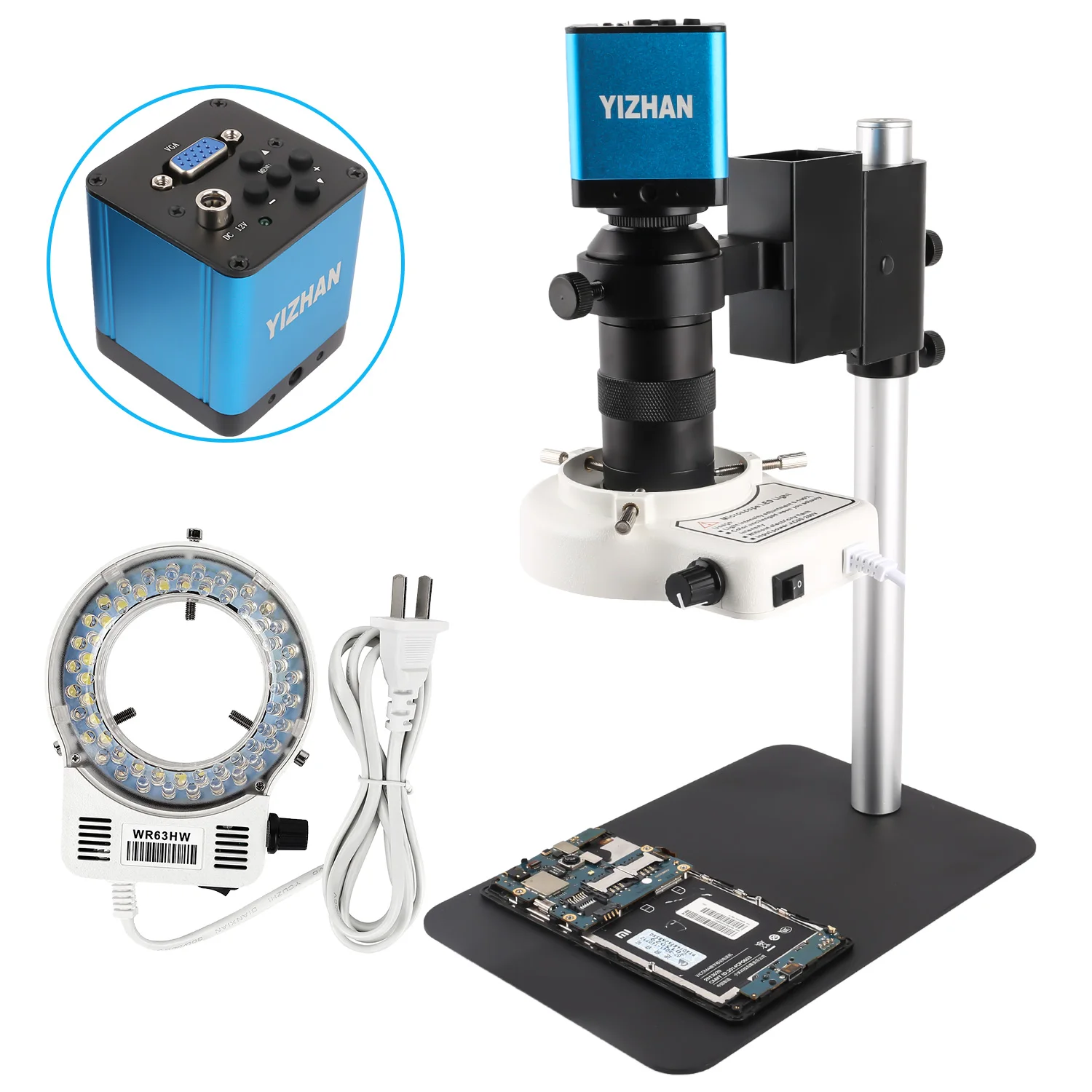 Skaitmeninis HDMI VGA Pramonės Mikroskopo Kamera vaizdo Mikroskopą, nustato HD 26MP 16MP +130X C mount objektyvas+LED Šviesos žiedas +Metalinis Stovas