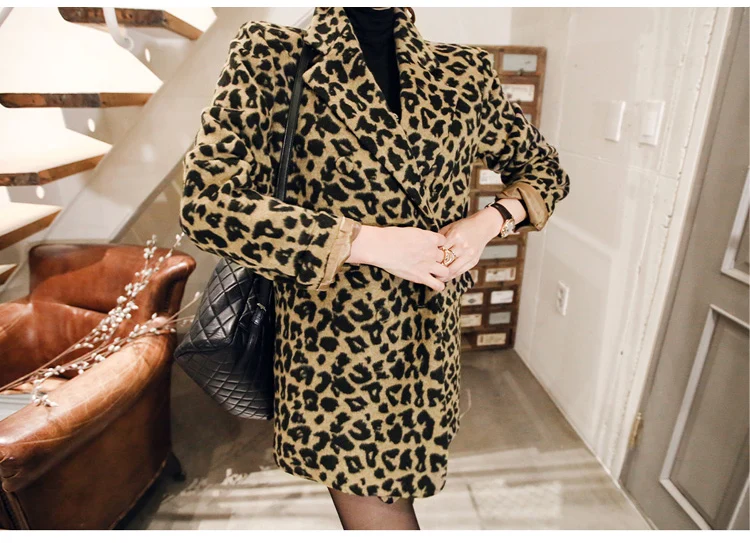 ZAWFL 2020 m. rudens ir žiemos vakarų stiliaus laisvas, leopardas spausdinimui vilnonis kostiumas striukė mados high-end trumpas sijonas dviejų dalių kostiumas
