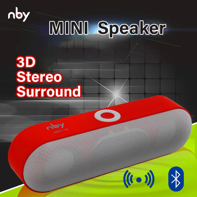 NBY18 Mini Portable Bluetooth Speaker FM Radijo Belaidis Garsiakalbis, 3D Stereo Muzikos Supa Kompiuterio Garsiakalbių Parama TF AUX USB