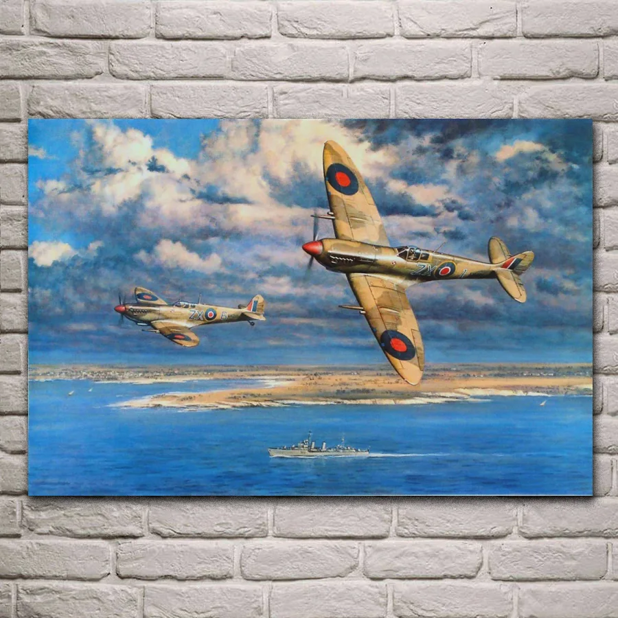 Karinės Supermarine Spitfire retro orlaivių kambarį apdaila namo sienos meno dekoro medžio rėmo audinio plakatai KF769