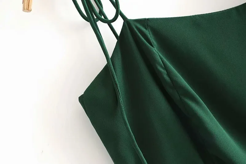 Prancūzijos Retro Stiliaus Moterų Suknelės, ELEGANTIŠKOS Žalios Reguliuoti Spageti Dirželis Suknelė Vintage Slim Šifono Vestido