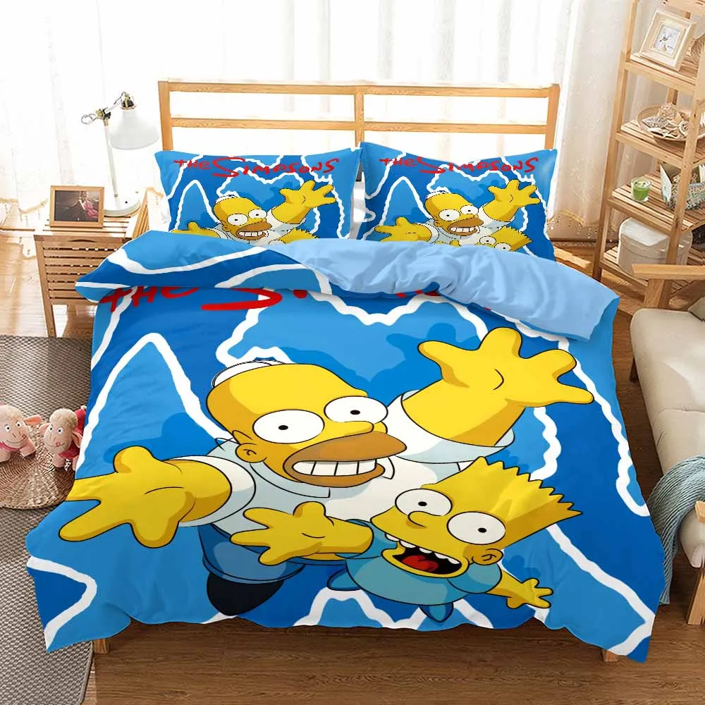 3d Simpsonų Patalynės Padengti Animacinių filmų Žemyn Antklodė Padengti Deluxe Vaikų Miegamojo Lova Padengti Užvalkalas 2/3pcs