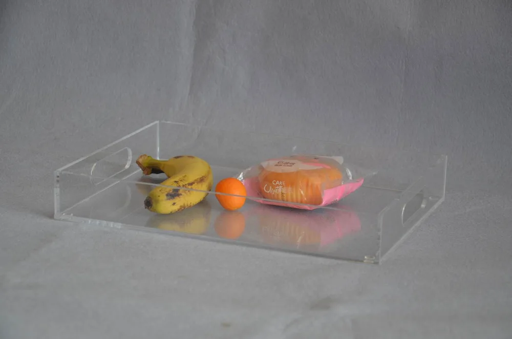 Stačiakampis skaidraus Akrilo Aptarnaujančių Padėklai su Rankena, gėrimų,vaisių,torto,žaislai YAT-001-1