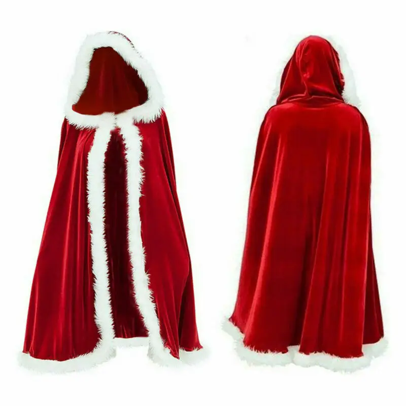 Meihuida Kalėdų Mantijos Raudonos Aksomo Santa Claus Prabanga Žaliojo Apsiaustu, Baltas Purus Žaliojo Karšto Kalėdų Santa Aksomo Šiltas Apsiaustas Cappa